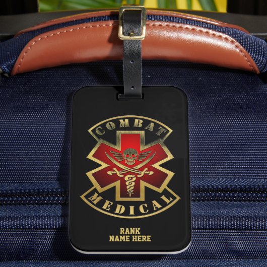 Medische schedel en zwaarden  bagagelabel (Voorkant Insitu 2)