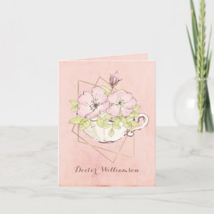 Medische School Afstuderen bloemen Tea Cup Roze Kaart