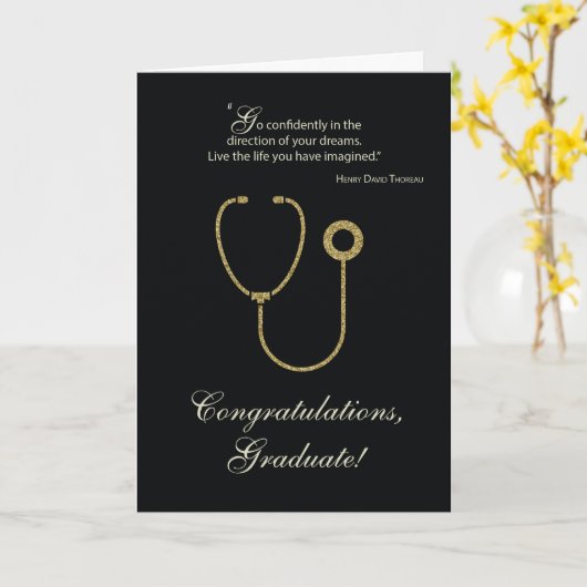 Medische School Afstuderen Gefeliciteerd Black Kaart (Gele Bloem)