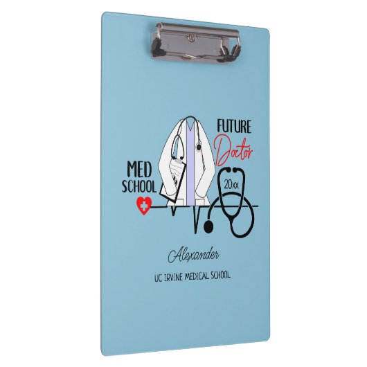 Medische School Toekomstige Dokter Blauw Naam Jaar Klembord (Rechts)