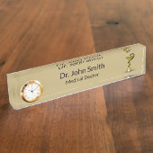 Medische slang Beige Bowl Hygieia Gold Caduceus Naambordje (Zijkant)