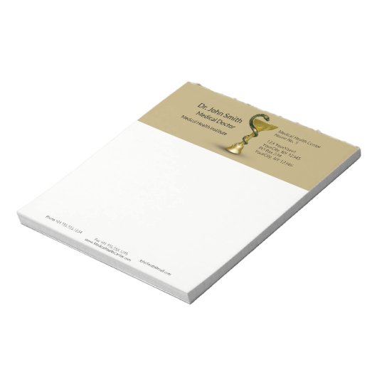 Medische slang Beige Bowl Hygieia Gold Caduceus Notitieblok (Linkerzijde)