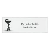 Medische slang Bowl Black Hygieia White Caduceus Naambadge (Voorkant)