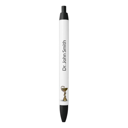 Medische slang Bowl Bronze Hygieia White Caduceus Zwarte Inkt Pen (Voorkant Verticaal)