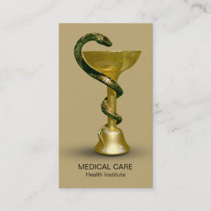 Medische slang Bowl Hygieia Beige Gold Caduceus Visitekaartje