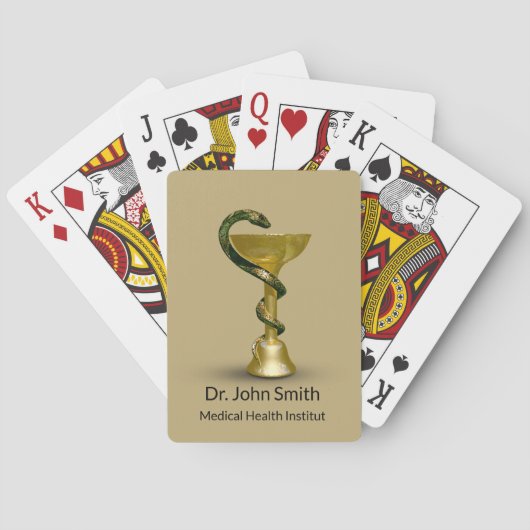 Medische slang Bowl Hygieia Gold Beige Caduceus Pokerkaarten (Achterkant)