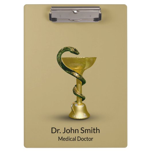 Medische slang Bowl Hygieia Gold Caduceus Beige Klembord (Voorkant)