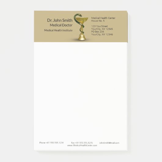 Medische slang Bowl Hygieia Gold Caduceus Beige Post-it® Notes (Voorkant)