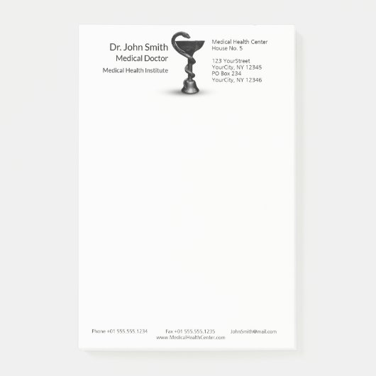 Medische slang Bowl Hygieia White Caduceus Black Post-it® Notes (Voorkant)