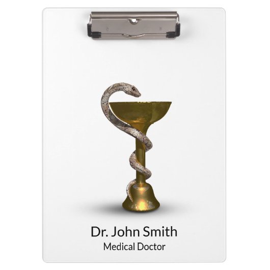 Medische slang Bowl Hygieia White Caduceus Bronze Klembord (Voorkant)
