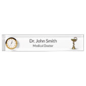 Medische slang Bronze Bowl Hygieia White Caduceus Naambordje (Voorkant)