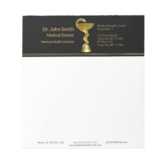 Medische slang Classy Bowl Hygieia Gold Caduceus Notitieblok (Voorkant)