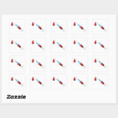Medische spuit met bloed druppel vierkante sticker (Vel)