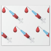 Medische spuit met bloeddruppel cadeaupapier (Vlak)