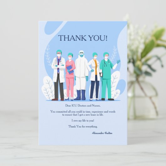 Medische staf Hartelijk dank Bedankkaart (Staand voorkant)