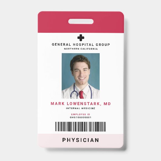 Medische Staf ID + Barcode Verticaal Badge (Voorzijde)