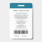 Medische staf-ID + streepjescode verticaal Badge (Achterkant)