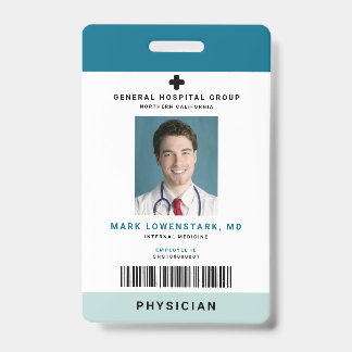 Medische staf-ID + streepjescode verticaal Badge