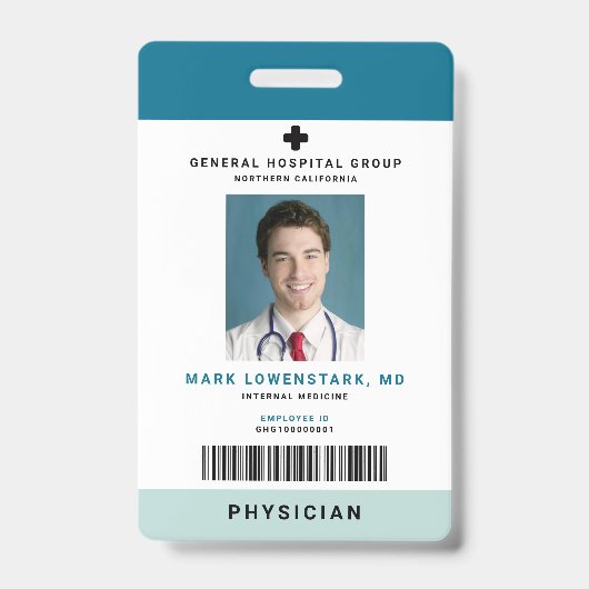 Medische staf-ID + streepjescode verticaal Badge (Voorzijde)