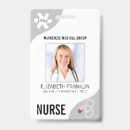 Medische Stethoscoop Bewerkbare Grijze Verpleegste Badge