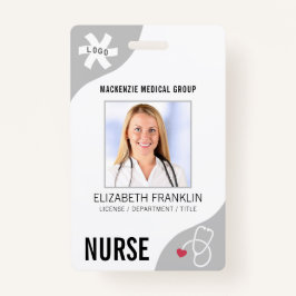 Medische Stethoscoop Bewerkbare Grijze Verpleegste Badge