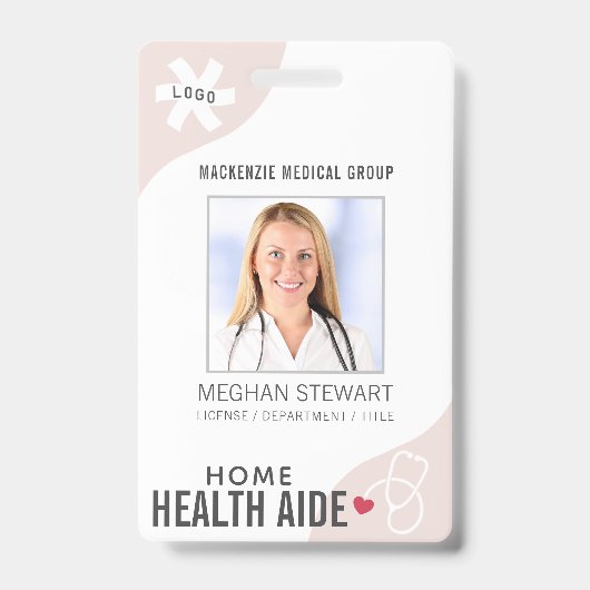 Medische stethoscoop bewerkbare roze medisch hulpv badge (Voorzijde)