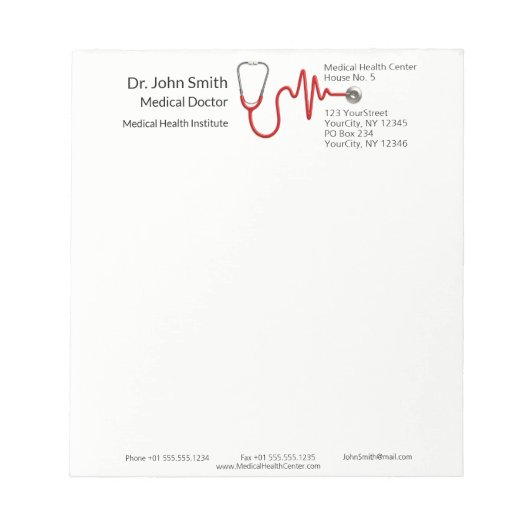 Medische stethoscoop ECG Wave ECG Heartbeat Line Notitieblok (Voorkant)