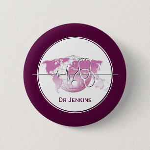 Medische stethoscoop hartslag Wereldkaart Ronde Button 5,7 Cm