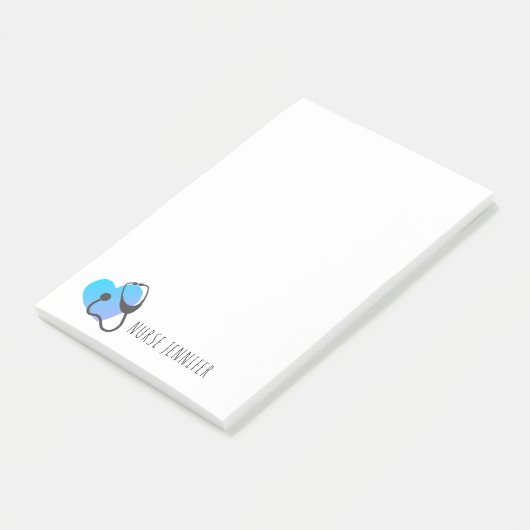 Medische stethoscoop Wit Blauwgroen hart Aangepast Post-it® Notes (Schuin)