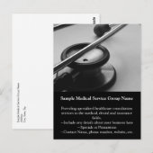 Medische stethoscoop, zwart en wit briefkaart (Voorkant / Achterkant)