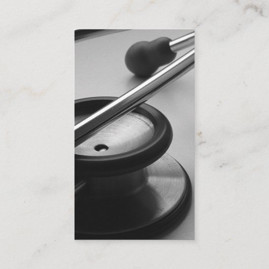 Medische stethoscoop, zwart en wit visitekaartje (Achterkant)