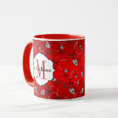 Medische stethoscopen voor artsen op hete rode naa mok (Voorkant links)