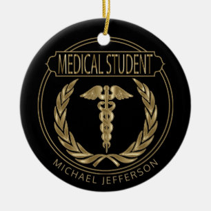 Medische student 👨 ⚕️ - Classy Black en Gold Keramisch Ornament