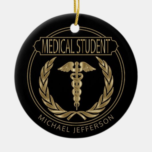 Medische student 👨 ⚕️ - Classy Black en Gold Keramisch Ornament (Voorkant)