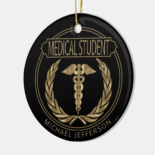 Medische student 👨 ⚕️ - Classy Black en Gold Keramisch Ornament (Links)