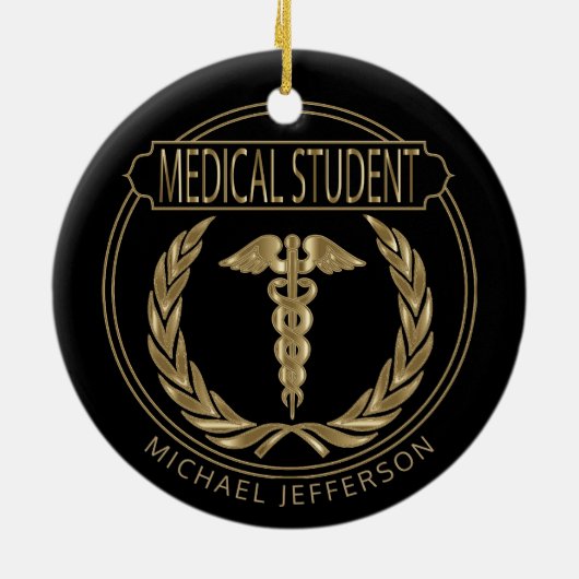 Medische student 👨 ⚕️ - Classy Black en Gold Keramisch Ornament (Achterkant)