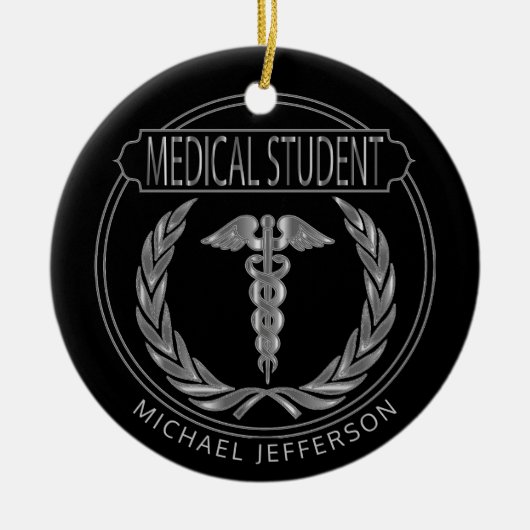 Medische student 👨 ⚕️ - Classy Black en Silver Keramisch Ornament (Voorkant)