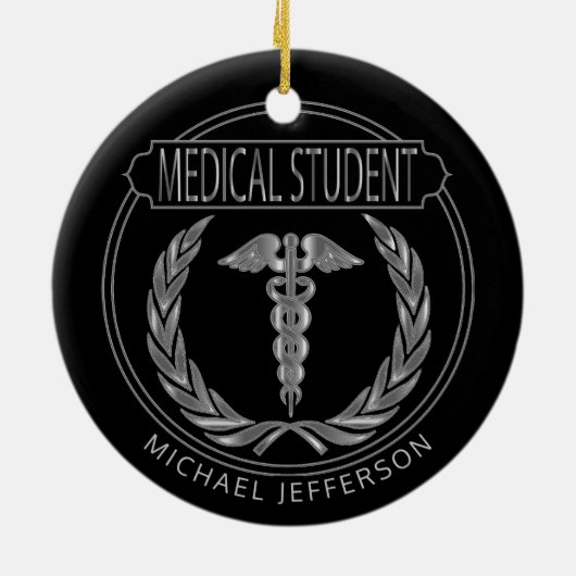 Medische student 👨 ⚕️ - Classy Black en Silver Keramisch Ornament (Achterkant)