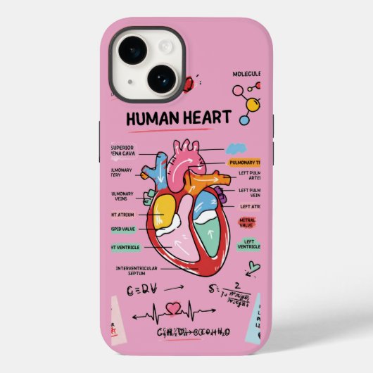 Medische Student Science Doodle Menselijke Hart An Case-Mate iPhone Case (Achterkant)