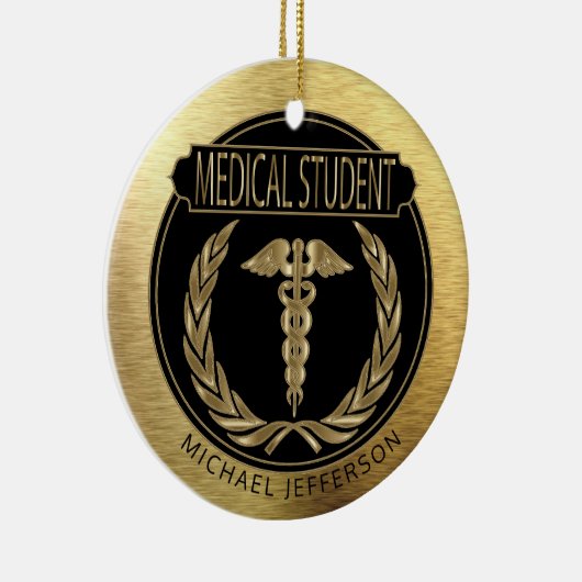 Medische student 👨 ⚕️ - UpScale Black en Gold Keramisch Ornament (Rechts)