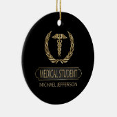 Medische student 👨 ⚕️ - zwart en goud keramisch ornament (Rechts)