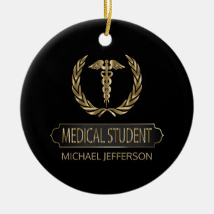 Medische student 👨 ⚕️ - zwart en goud keramisch ornament