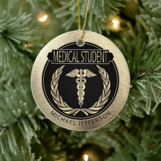 Medische student 👨 ⚕️ - zwart en goud keramisch ornament (Boom)