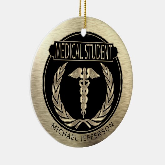 Medische student 👨 ⚕️ - zwart en goud keramisch ornament (Rechts)
