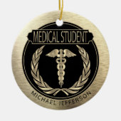 Medische student 👨 ⚕️ - zwart en goud keramisch ornament (Voorkant)