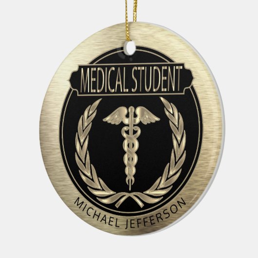 Medische student 👨 ⚕️ - zwart en goud keramisch ornament (Links)