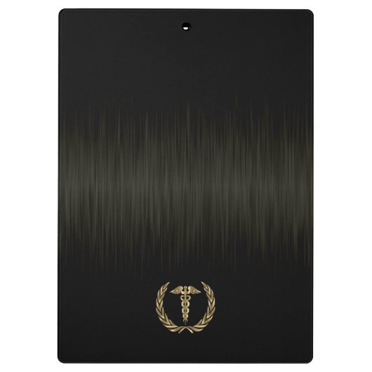 Medische symbolen — Borstelzwart en goudklembord Klembord (Achterkant)