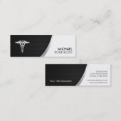 Medische symbolen Caduceus - Modern Silver Metalli Mini Visitekaartje (Voorkant / Achterkant)