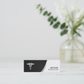 Medische symbolen Caduceus - Modern Silver Metalli Mini Visitekaartje (Staand voorkant)