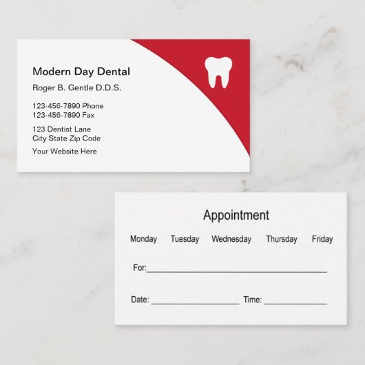Medische tandarts Moderne benoeming Visitekaartje (Voorkant / Achterkant)